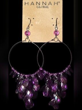 Purple Beaded Dangle Earrings